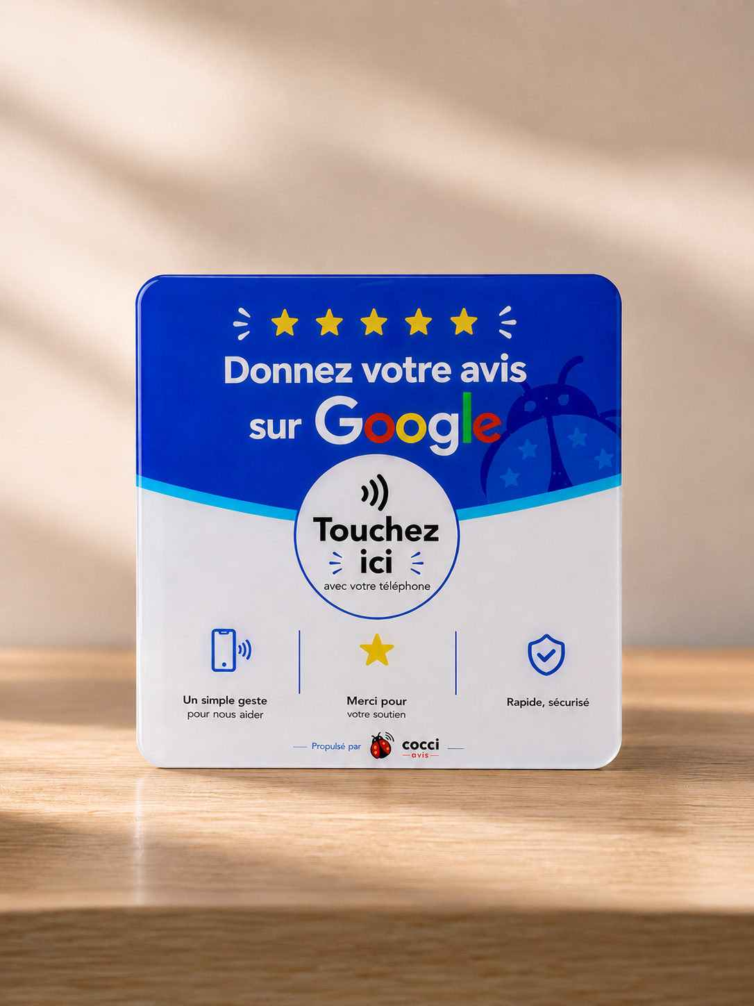 Plaque Avis Google NFC Cocci Avis